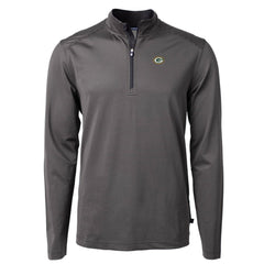 Green Bay Packers Cutter & Buck Virtue Eco Pique Micro Stripe Recycled Quarter-Zip Pullover Top Black/Gray - NFL