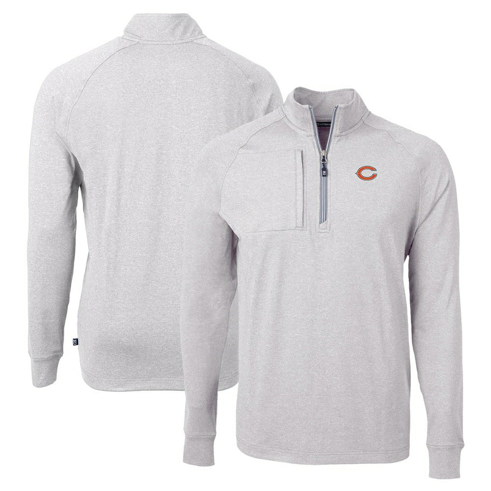 Chicago Bears Cutter & Buck Adapt Eco Knit Quarter-Zip Pullover Top Heather Gray - NFL