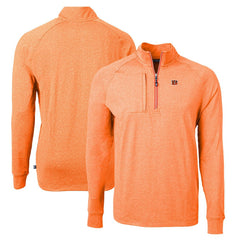 Cincinnati Bengals Cutter & Buck Adapt Eco Knit Quarter-Zip Pullover Top Heather Orange - NFL