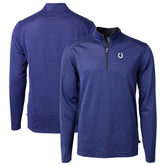 Indianapolis Colts Cutter & Buck Virtue Eco Pique Micro Stripe Recycled Quarter-Zip Pullover Top Royal/Black - NFL
