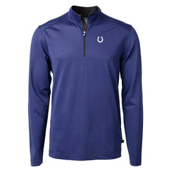 Indianapolis Colts Cutter & Buck Virtue Eco Pique Micro Stripe Recycled Quarter-Zip Pullover Top Royal/Black - NFL