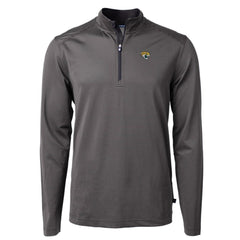 Jacksonville Jaguars Cutter & Buck Virtue Eco Pique Micro Stripe Recycled Quarter-Zip Pullover Top Black/Gray - NFL