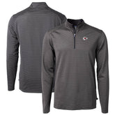 Kansas City Chiefs Cutter & Buck Virtue Eco Pique Micro Stripe Recycled Quarter-Zip Pullover Top Black/Gray - NFL