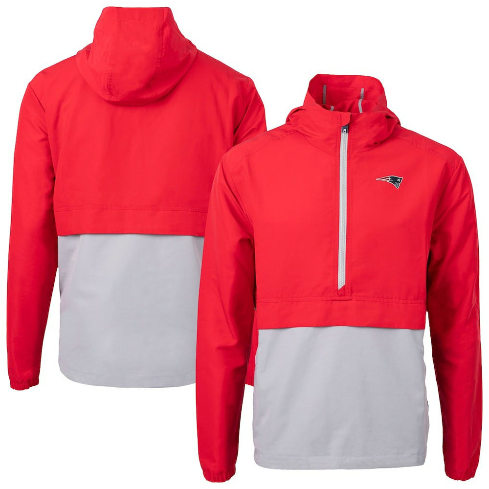 New England Patriots Cutter & Buck Charter Eco Recycled Anorak Half-Zip Jacket Red - NFL
