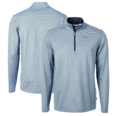 Los Angeles Chargers Cutter & Buck Virtue Eco Pique Micro Stripe Recycled Quarter-Zip Pullover Top Powder Blue/Navy - NFL