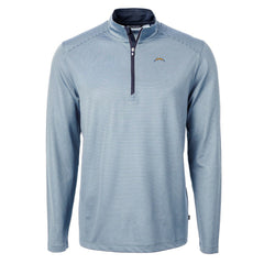 Los Angeles Chargers Cutter & Buck Virtue Eco Pique Micro Stripe Recycled Quarter-Zip Pullover Top Powder Blue/Navy - NFL