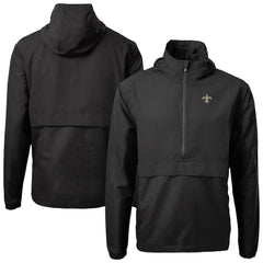 New Orleans Saints Cutter & Buck Charter Eco Recycled Anorak Half-Zip Jacket Black - NFL