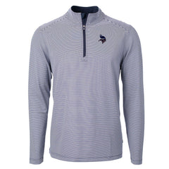 Minnesota Vikings Cutter & Buck Virtue Eco Pique Micro Stripe Recycled Quarter-Zip Pullover Top Navy/White - NFL