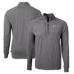 Kansas City Chiefs Cutter & Buck Adapt Eco Knit Quarter-Zip Pullover Top Heather Black - NFL