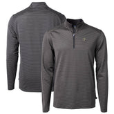 New Orleans Saints Cutter & Buck Virtue Eco Pique Micro Stripe Recycled Quarter-Zip Pullover Top Black/Gray - NFL