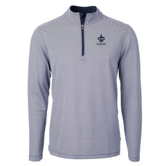 New Orleans Saints Cutter & Buck Virtue Eco Pique Micro Stripe Recycled Quarter-Zip Pullover Top Navy/White - NFL