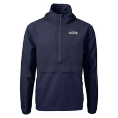 Seattle Seahawks Cutter & Buck Charter Eco Recycled Anorak Half-Zip Jacket Navy - NFL
