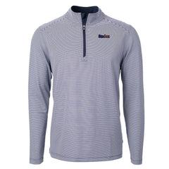 Pittsburgh Steelers Cutter & Buck Virtue Eco Pique Micro Stripe Recycled Quarter-Zip Pullover Top Navy/White - NFL