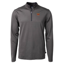 Washington Commanders Cutter & Buck Virtue Eco Pique Micro Stripe Recycled Quarter-Zip Pullover Top Black/Gray - NFL