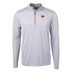 Washington Commanders Cutter & Buck Virtue Eco Pique Micro Stripe Recycled Quarter-Zip Pullover Top Gray/White - NFL
