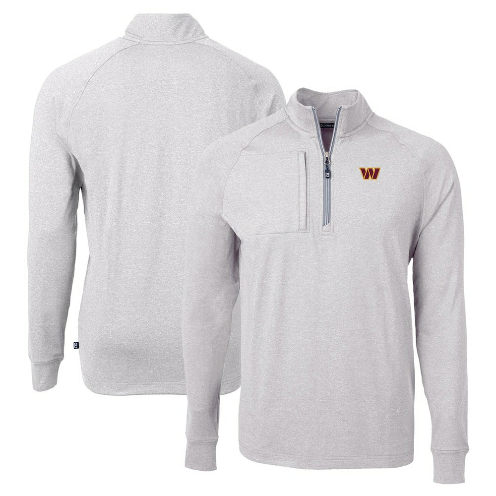 Washington Commanders Cutter & Buck Adapt Eco Knit Quarter-Zip Pullover Top Heather Gray - NFL
