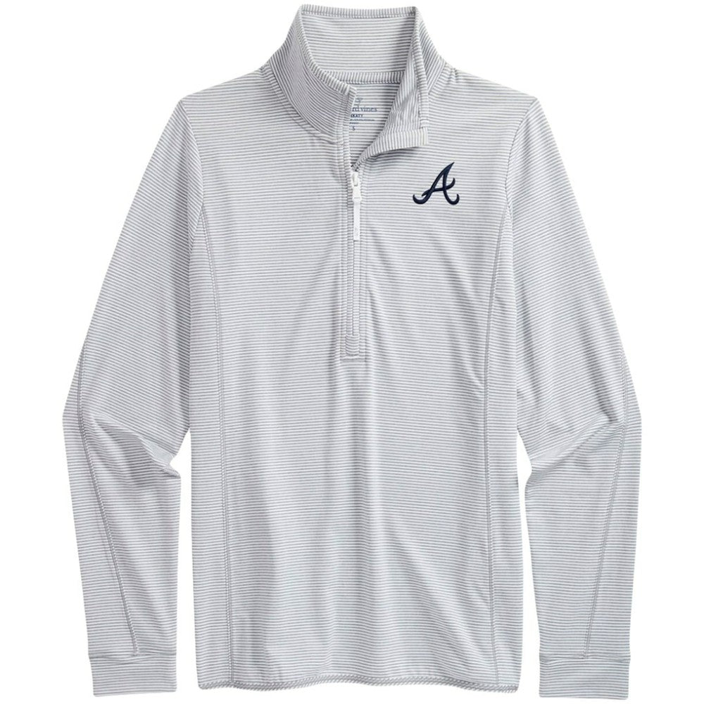 Atlanta Braves Vineyard Vines Women's Microstripe Sankaty Half-Zip Top Sale