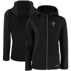 Atlanta Falcons Cutter & Buck Women's Evoke Eco Softshell Recycled Full-Zip Hooded Jacket Black - NFL
