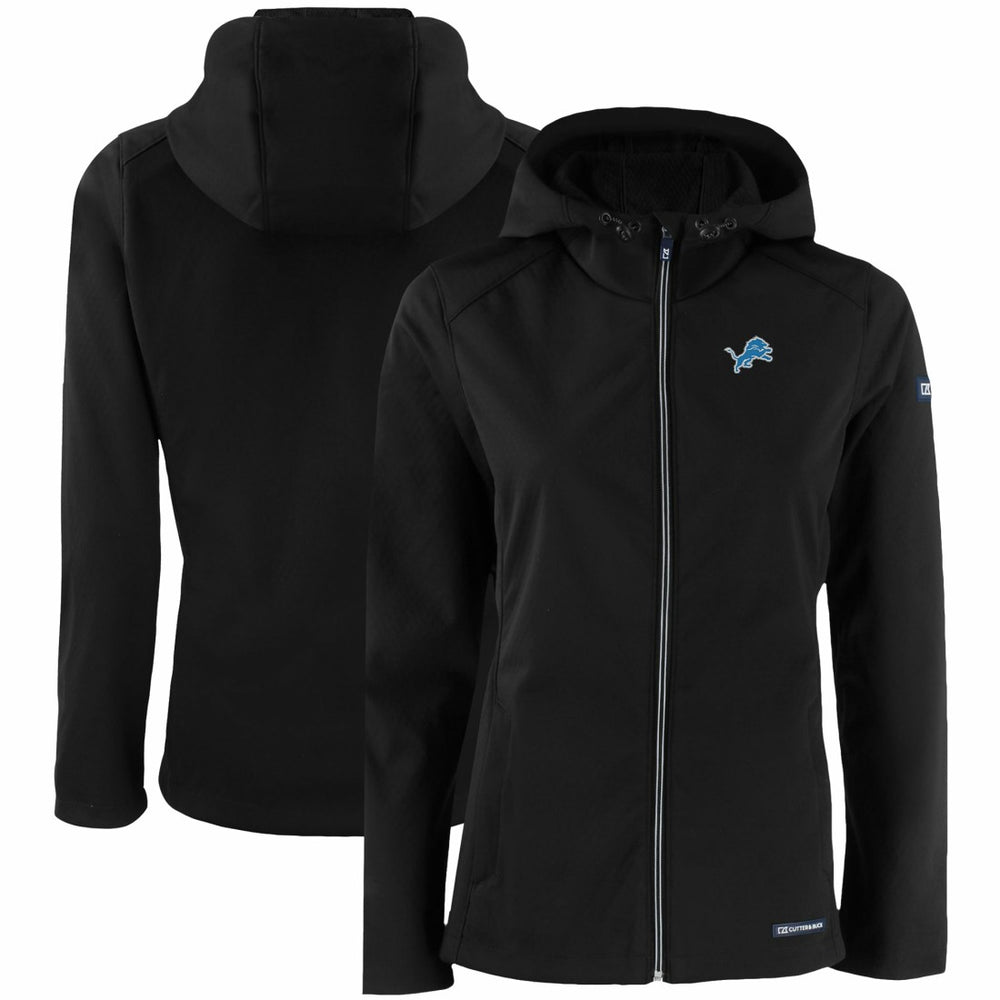 Detroit Lions Cutter & Buck Women's Evoke Eco Softshell Recycled Full-Zip Hooded Jacket Black - NFL