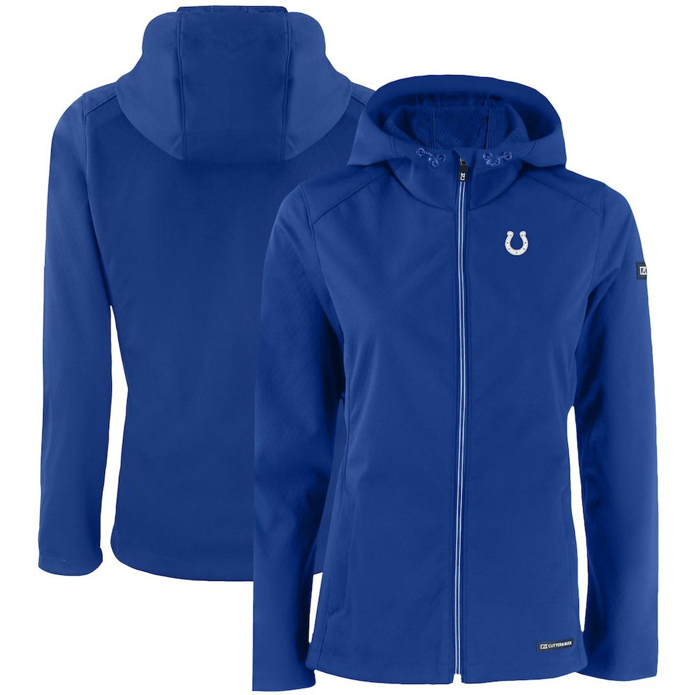 Indianapolis Colts Cutter & Buck Women's Evoke Eco Softshell Recycled Full-Zip Hooded Jacket Royal - NFL