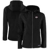 Kansas City Chiefs Cutter & Buck Women's Evoke Eco Softshell Recycled Full-Zip Hooded Jacket Black - NFL