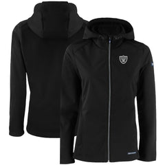 Las Vegas Raiders Cutter & Buck Women's Evoke Eco Softshell Recycled Full-Zip Hooded Jacket Black - NFL