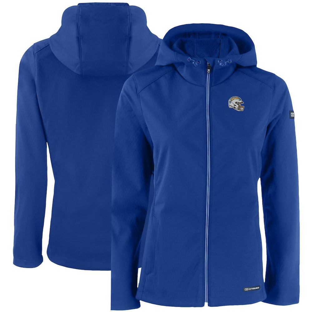 Los Angeles Chargers Cutter & Buck Women's Evoke Eco Softshell Recycled Full-Zip Hooded Jacket Blue - NFL