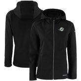 Miami Dolphins Cutter & Buck Women's Evoke Eco Softshell Recycled Full-Zip Hooded Jacket Black - NFL