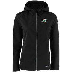 Miami Dolphins Cutter & Buck Women's Evoke Eco Softshell Recycled Full-Zip Hooded Jacket Black - NFL