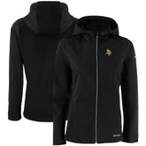 Minnesota Vikings Cutter & Buck Women's Evoke Eco Softshell Recycled Full-Zip Hooded Jacket Black - NFL