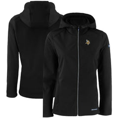 Minnesota Vikings Cutter & Buck Women's Evoke Eco Softshell Recycled Full-Zip Hooded Jacket Black - NFL