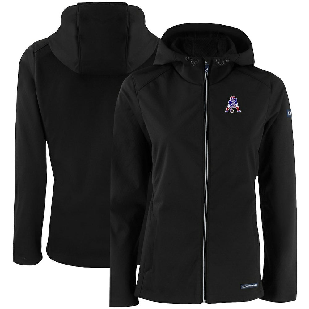 New England Patriots Cutter & Buck Women's Evoke Eco Softshell Recycled Full-Zip Hooded Jacket Black - NFL