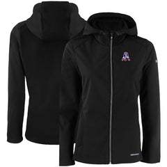 New England Patriots Cutter & Buck Women's Evoke Eco Softshell Recycled Full-Zip Hooded Jacket Black - NFL