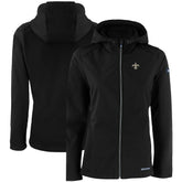 New Orleans Saints Cutter & Buck Women's Evoke Eco Softshell Recycled Full-Zip Hooded Jacket Black - NFL