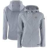 New Orleans Saints Cutter & Buck Women's Evoke Eco Softshell Recycled Full-Zip Hooded Jacket Gray - NFL