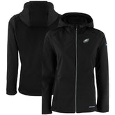 Philadelphia Eagles Cutter & Buck Women's Evoke Eco Softshell Recycled Full-Zip Hooded Jacket Black - NFL
