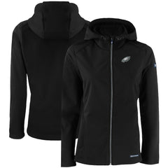 Philadelphia Eagles Cutter & Buck Women's Evoke Eco Softshell Recycled Full-Zip Hooded Jacket Black - NFL