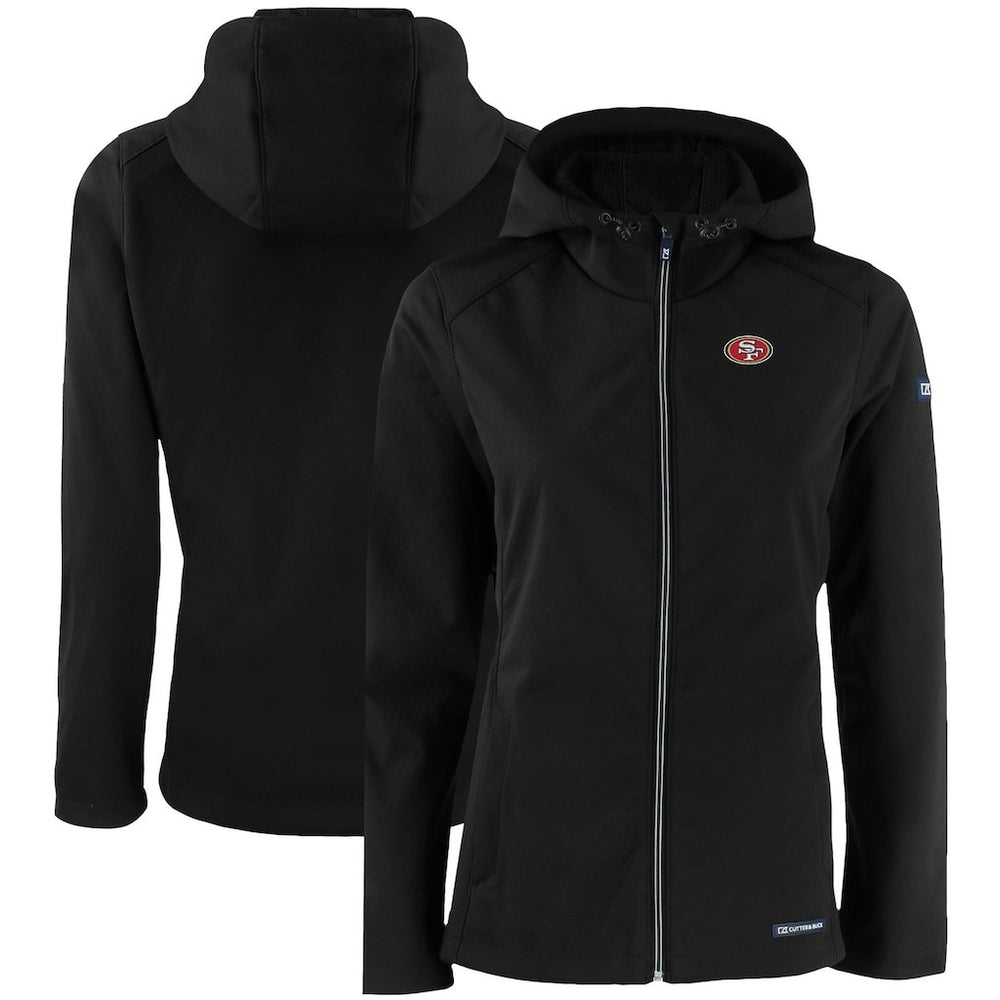 San Francisco 49ers Cutter & Buck Women's Evoke Eco Softshell Recycled Full-Zip Hooded Jacket Black - NFL