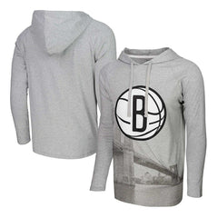 NBA - Brooklyn Nets Stadium Essentials Atrium Raglan Long Sleeve Hoodie T-Shirt - Heather Gray
