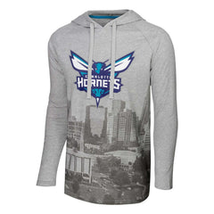 NBA - Charlotte Hornets Stadium Essentials Atrium Raglan Long Sleeve Hoodie T-Shirt - Heather Gray