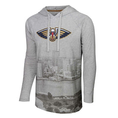NBA - New Orleans Pelicans Stadium Essentials Atrium Raglan Long Sleeve Hoodie T-Shirt - Heather Gray