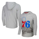NBA - Philadelphia 76ers Stadium Essentials Atrium Raglan Long Sleeve Hoodie T-Shirt - Heather Gray