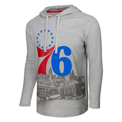 NBA - Philadelphia 76ers Stadium Essentials Atrium Raglan Long Sleeve Hoodie T-Shirt - Heather Gray