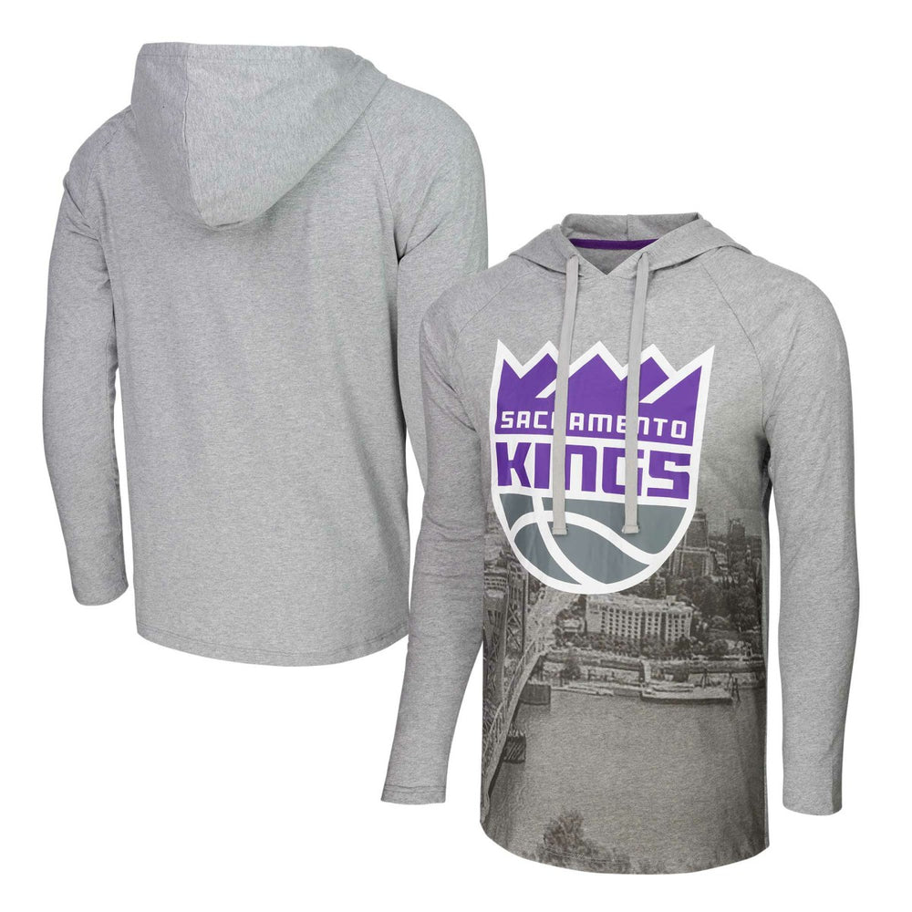 NBA - Sacramento Kings Stadium Essentials Atrium Raglan Long Sleeve Hoodie T-Shirt - Heather Gray