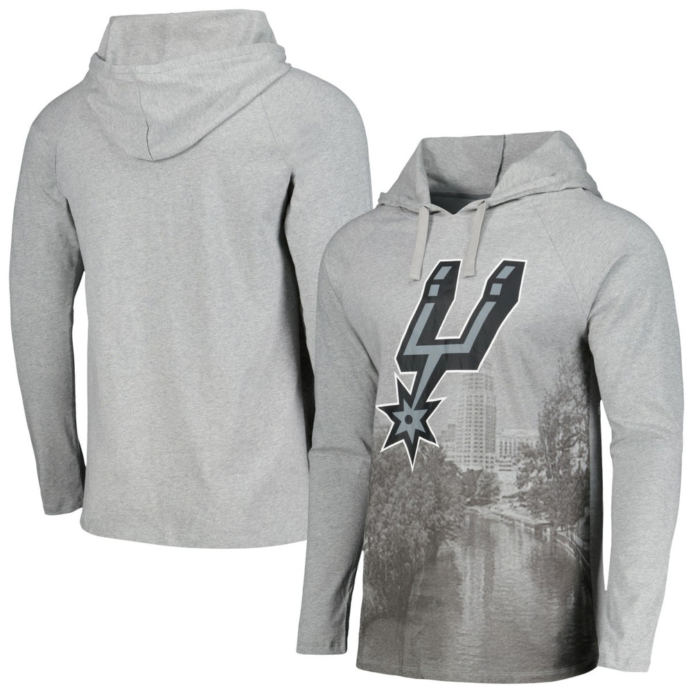 NBA - San Antonio Spurs Stadium Essentials Atrium Raglan Long Sleeve Hoodie T-Shirt - Heather Gray