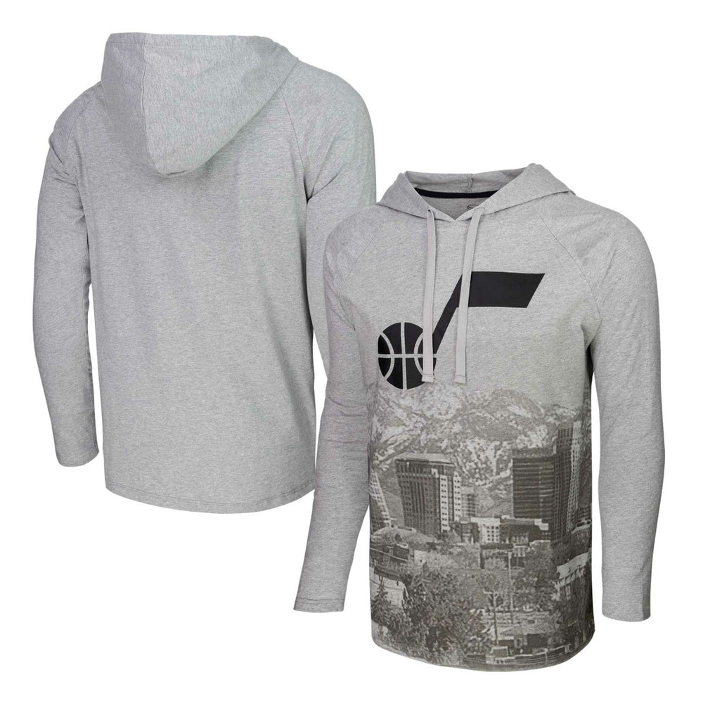 NBA - Utah Jazz Stadium Essentials Atrium Raglan Long Sleeve Hoodie T-Shirt - Heather Gray