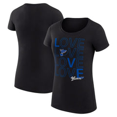 St. Louis Blues - G-III 4Her by Carl Banks Women's Super-Slim Fit Lightweight Hockey Love T-Shirt Black