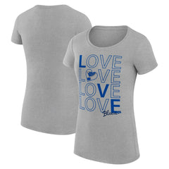 St. Louis Blues - G-III 4Her by Carl Banks Women's Super-Slim Fit Lightweight Hockey Love T-Shirt Heather Gray