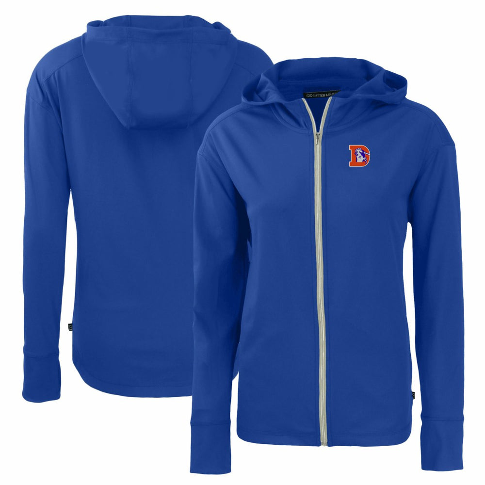 Denver Broncos Cutter & Buck Women's Throwback Daybreak Eco Recycled Half-Zip Hoodie Blue - NFL