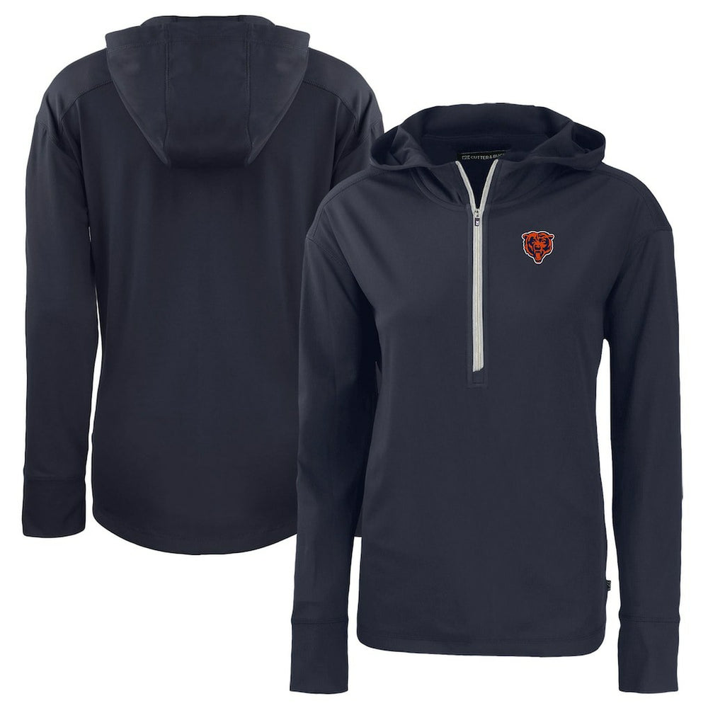 Chicago Bears Cutter & Buck Women's Throwback Daybreak Eco Recycled Half-Zip Hoodie Navy - NFL